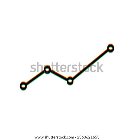 Finance And Chart sign. Black Icon with vertical effect of color edge aberration at white background. Illustration.