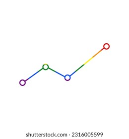 Finanzen und Chart-Zeichen. LGBT-Rechte aus Rainbow-Homosexuellen, farbiges Symbol auf weißem Hintergrund. Illustration.