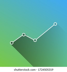 Finance And Chart sign. White Icon with gray dropped limitless shadow on green to blue background. Illustration.
