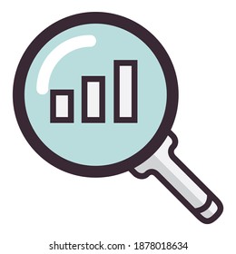 Finance Chart Zoom Search Flat Icon Isolated On White Background