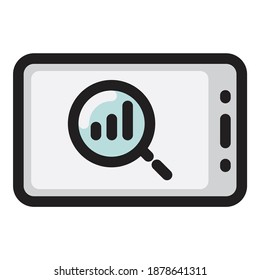 Gráfico de finanzas Zoom Buscar Icono plano móvil de búsqueda Aislado en fondo blanco