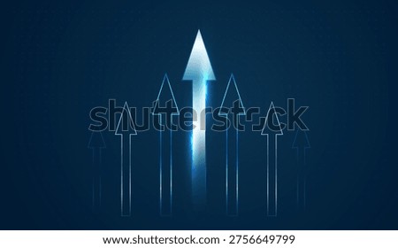 Finance Charts illustrate how high-tech innovation accelerates the Growth of global markets. with Radiant arrows represent the up-ward momentum of a fintech Business fueled by digital innovation.