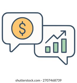 finance chat message flat color vector illustration template design