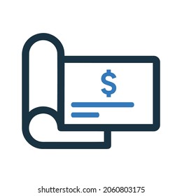 Finance, Checkbook, Dollar Icon. Simple Editable Vector Design Isolated On A White Background.