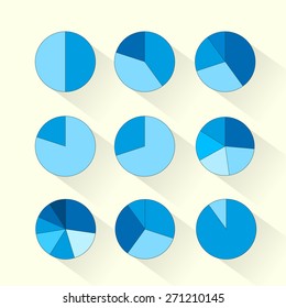 Finance Circle Pie Diagram Set Blue Business Infographic Round Financial Graph Vector Illustration