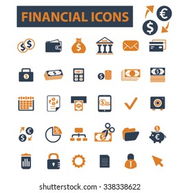 finance, coins, bank, credit, savings, investment  icons, signs vector concept set for infographics, mobile, website, application
