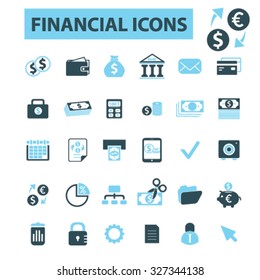 finance, coins, cash icons