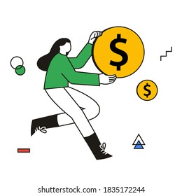 Finance, coins illustration, work illustration, business illustration. Vector line illustration