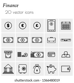 Finance - collection of icons. Simple linear icons.