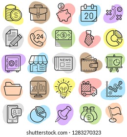 Finance commerce trendy icon pack with colorful shapes. Vector elements