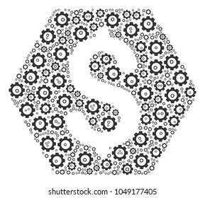 Finance composition of gearwheels. Vector gearwheel symbols are composed into finance figure.