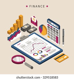 finance concept in 3d isometric flat design