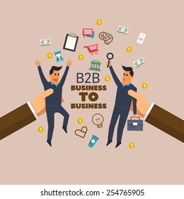 Finance concept: B2B.  Vector illustration  about business to business flat design.