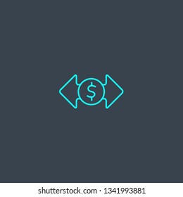 finance concept blue line icon. Simple thin element on dark background. finance concept outline symbol design. Can be used for web and mobile UI/UX