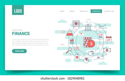 finance concept with circle icon for website template or landing page banner homepage