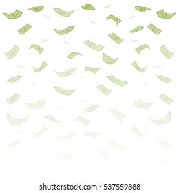 Finance concept. Dollar banknotes money rain. Hundred dollar banknotes flying. Seamless finance background. Vector illustration.