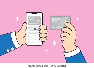 finance concept, hand holding smartphone and credit card