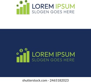 Diseño de logotipo de concepto financiero en color verde y azul con Formas editables y tipografía reemplazable, Vector de logotipo moderno