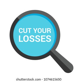 Finance Concept: Magnifying Optical Glass With Words Cut Your Losses. Vector illustration