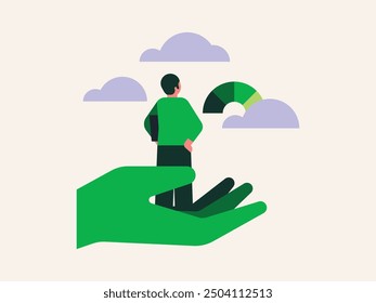 Finance concept. Saving money, analyzing, planning personal budget, investing. Income growth, investment, wealth, financial management. Flat graphic vector illustrations isolated.