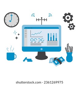 Finanzkonzept, Vektorgrafik. Moderne, flache Vektorgrafik in kräftigen Farben mit Business Theme.