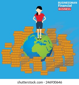Finance concept,cartoon character design on blue background,clean vector