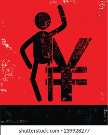 Finance concept,human resource on red background,grunge vector