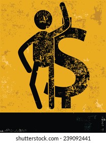 Finance concept,human resource on yellow background,grunge vector