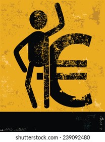 Finance concept,human resource on yellow background,grunge vector