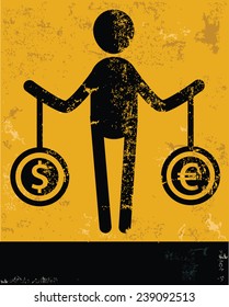 Finance concept,human resource on yellow background,grunge vector