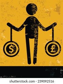 Finance concept,human resource on yellow background,grunge vector
