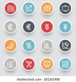 Finance contour icons with color buttons.