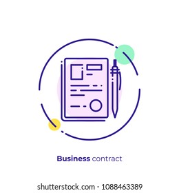 Finance contract line art icon, verified business agreement vector art, outline digital signature illustration