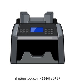 caricatura de una máquina de contador de finanzas. equipo de billetes, factura de pago, señal de máquina de venta de fondos de oficina de pago. ilustración vectorial de símbolo aislado
