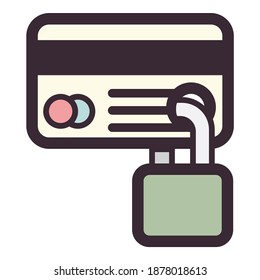 Finance Credit Debit Card Security Flat Icon Isolated On White Background
