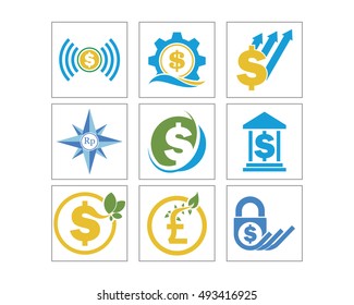 finance currency business economic economy image vector icon logo symbol set