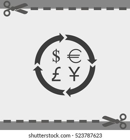 Finance currency exchange icon set. Yuan, dollar, euro, pound sterling money exchange.