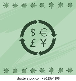 Finance currency exchange icon set. Yuan, dollar, euro, pound sterling money exchange.