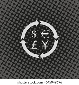 Finance currency exchange icon set. Yuan, dollar, euro, pound sterling money exchange.