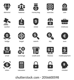 finance and currency icon pack for your website design, logo, app, UI. finance and currency icon glyph design. Vector graphics illustration and editable stroke.