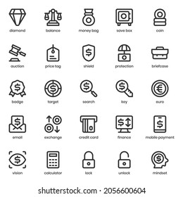 finance and currency icon pack for your website design, logo, app, UI. finance and currency icon outline design. Vector graphics illustration and editable stroke.