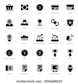 finance and currency icon pack for your website design, logo, app, UI. finance and currency icon duo tone design. Vector graphics illustration and editable stroke.