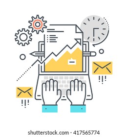 Finance and data concept illustration, icon, background and graphics. The illustration is colorful, flat, vector, pixel perfect, suitable for web and print. It is linear stokes and fills.