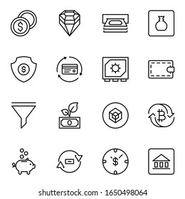 Finance design icons set. Thin line vector icons for mobile concepts and web apps. Premium quality icons in trendy flat style. Collection of high-quality black outline logo