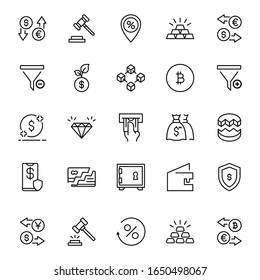 Finance design icons set. Thin line vector icons for mobile concepts and web apps. Premium quality icons in trendy flat style. Collection of high-quality black outline logo