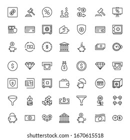 Finance design icons set. Thin line vector icons for mobile concepts and web apps. Premium quality icons in trendy flat style. Collection of high-quality black outline logo