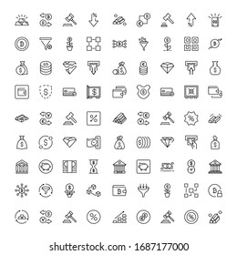 Finance design icons set. Thin line vector icons for mobile concepts and web apps. Premium quality icons in trendy flat style. Collection of high-quality black outline logo