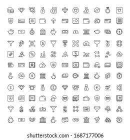 Finance design icons set. Thin line vector icons for mobile concepts and web apps. Premium quality icons in trendy flat style. Collection of high-quality black outline logo