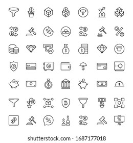 Finance design icons set. Thin line vector icons for mobile concepts and web apps. Premium quality icons in trendy flat style. Collection of high-quality black outline logo