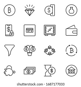 Finance design icons set. Thin line vector icons for mobile concepts and web apps. Premium quality icons in trendy flat style. Collection of high-quality black outline logo